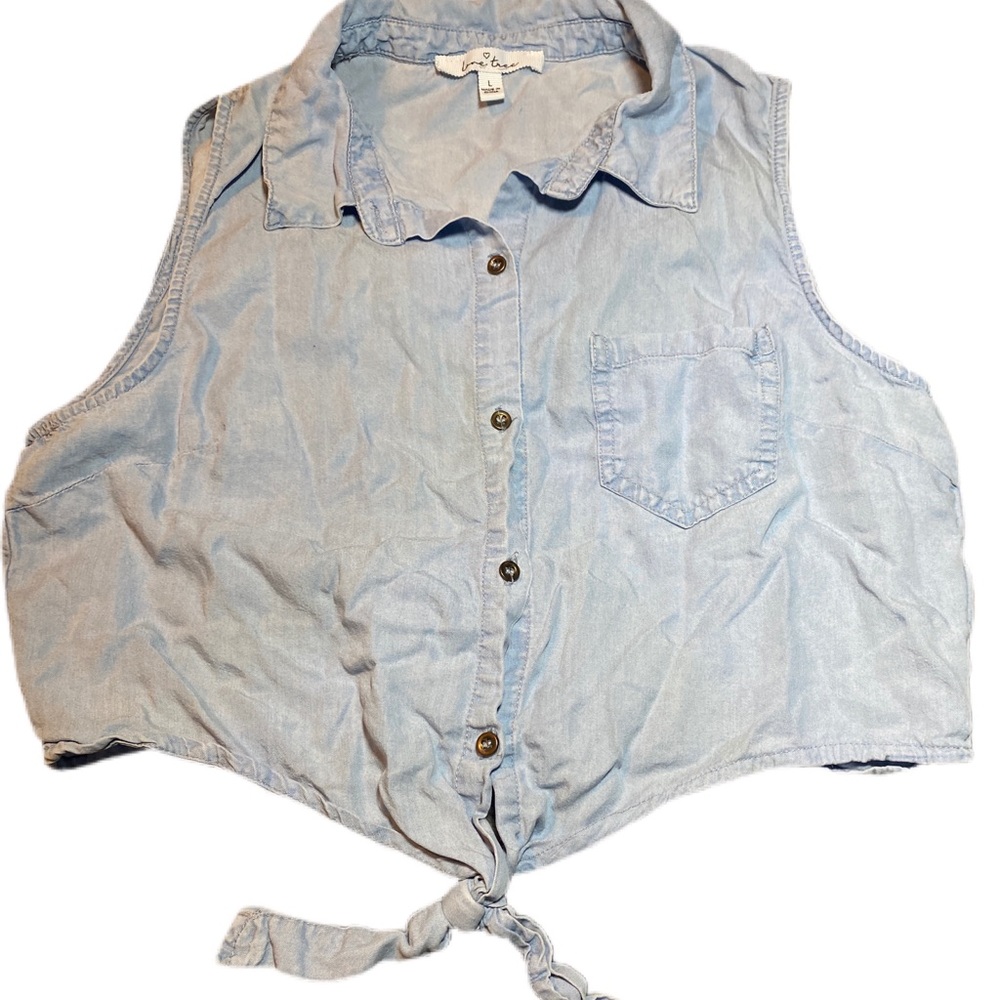 Love Tree Girl's Button Down Tie Shirt Sz L